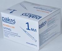 1 мл трехкомпонентный шприц Pakro инсулиновый U100 , с иглой 0,3х13, 100 шт купить в Владивостоке
